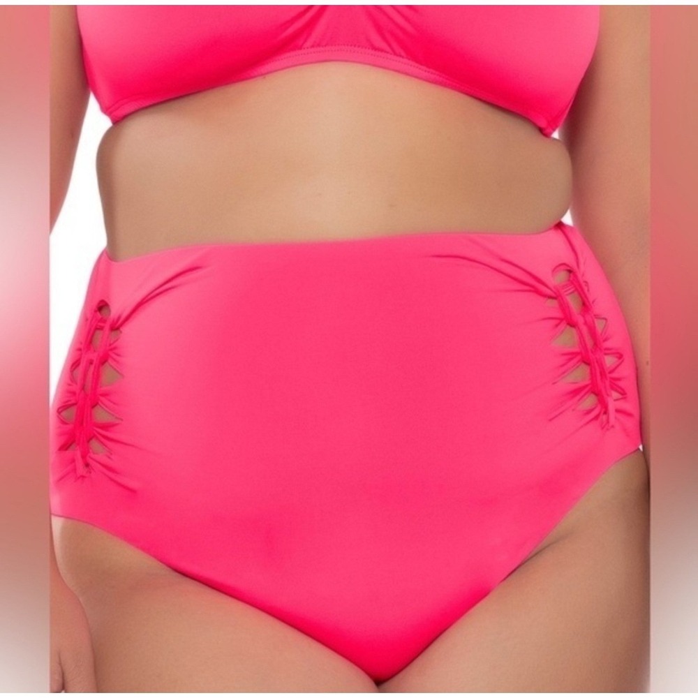 BECCA ETC Pink Punch High Waisted Bottoms Women's Size 0X‎ (14-16)